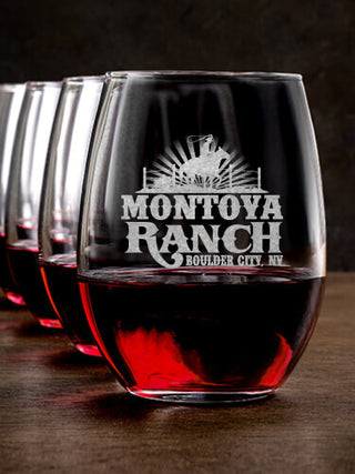 Ranch : Stemless Wine Glasses - Engraved