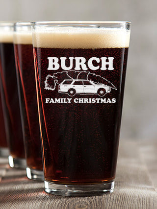 Retro Family Christmas : Pint Glasses - Color Printed