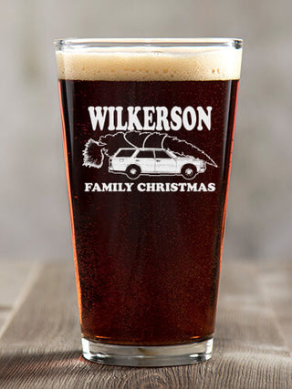 Retro Family Christmas : Pint Glasses - Color Printed