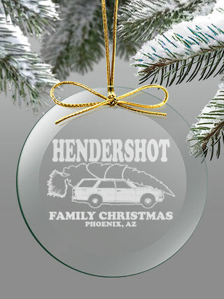 Retro Family Christmas : 4 Inch Round Glass Ornament
