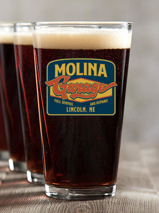 Retro Garage : Pint Glasses - Color Printed