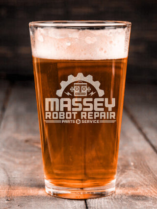 Robot Repair : Pint Glasses - Engraved