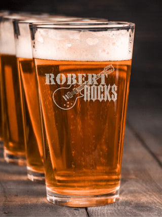 Rocks Guitar : Pint Glasses - Engraved