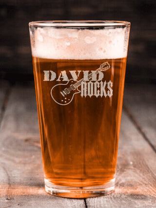 Rocks Guitar : Pint Glasses - Engraved