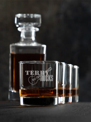 Rocks Guitar : Decanter Rocks Glass Gift Sets - Engraved