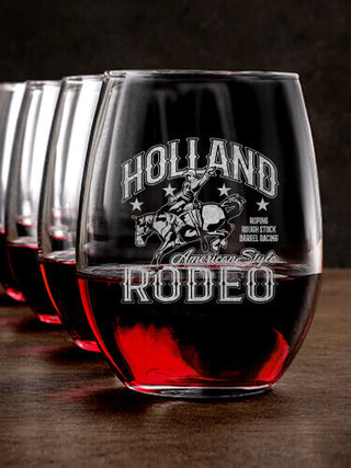Rodeo : Stemless Wine Glasses - Engraved