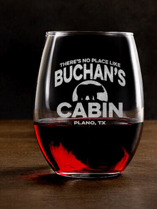 Rustic Cabin : Stemless Wine Glasses - Engraved