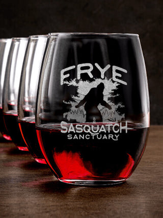 Sasquatch Sanctuary : Stemless Wine Glasses - Engraved