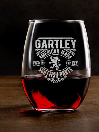 Scottish Parts : Stemless Wine Glasses - Engraved