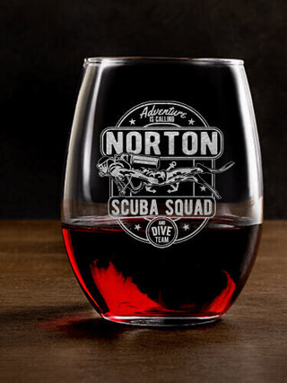 Scuba : Stemless Wine Glasses - Engraved