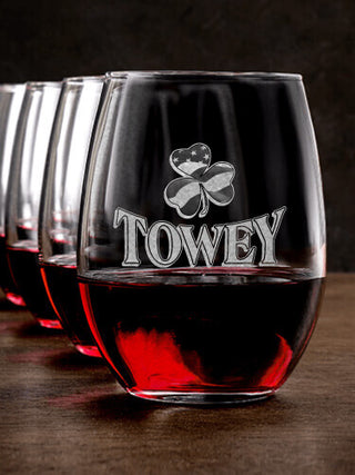 Shamrock Flag : Stemless Wine Glasses - Engraved