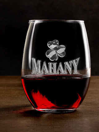 Shamrock Flag : Stemless Wine Glasses - Engraved