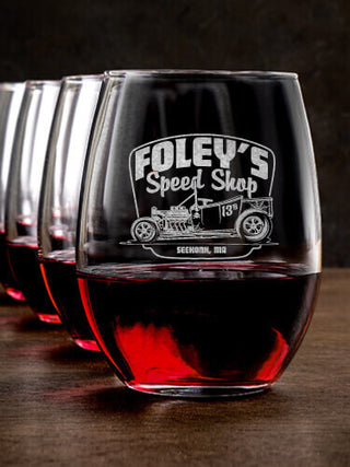 Speed Shop BP : Stemless Wine Glasses - Engraved