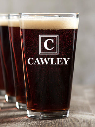 Square Monogram : Pint Glasses - Color Printed