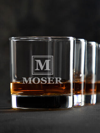 Square Monogram : Rocks Glasses - Engraved