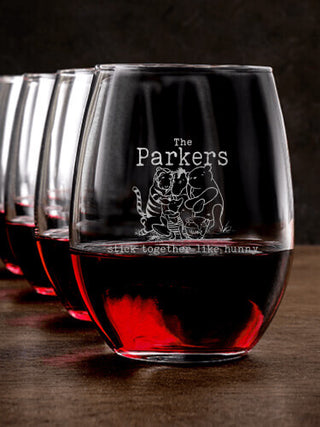 Stick Together : Stemless Wine Glasses - Engraved