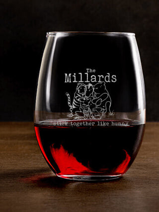 Stick Together : Stemless Wine Glasses - Engraved