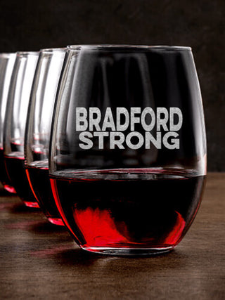 Strong : Stemless Wine Glasses - Engraved