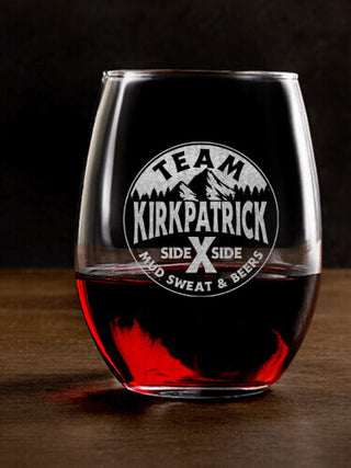 Team Side By Side : Stemless Wine Glasses - Engraved