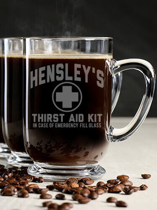 Thirst Aid Kit : Coffee Mugs - Engraved