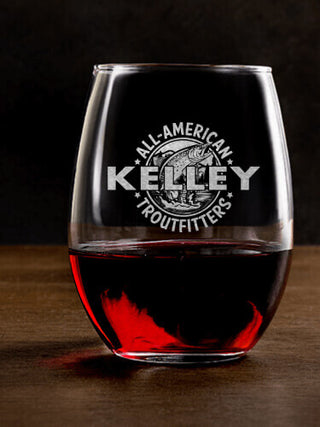 Troutfitters : Stemless Wine Glasses - Engraved