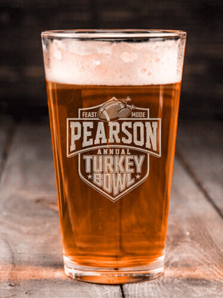 Turkey Bowl : Pint Glasses - Engraved