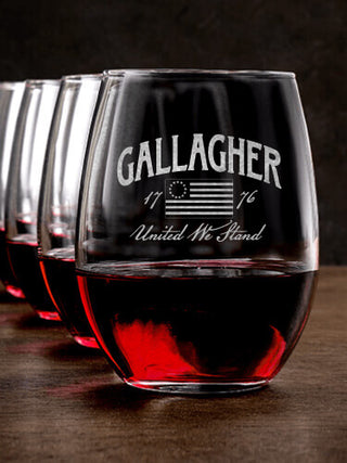 United We Stand : Stemless Wine Glasses - Engraved