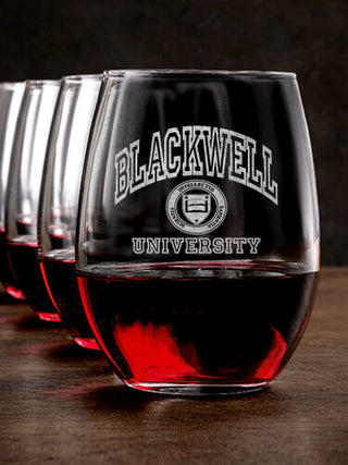 University : Stemless Wine Glasses - Engraved