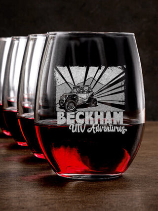 UTV Adventures : Stemless Wine Glasses - Engraved