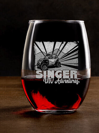UTV Adventures : Stemless Wine Glasses - Engraved