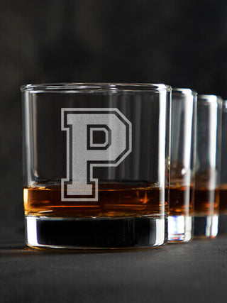 Varsity Letter : Rocks Glasses - Engraved