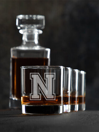 Varsity Letter : Decanter Rocks Glass Gift Sets - Engraved