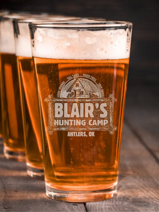 Vintage Hunting Camp : Pint Glasses - Engraved