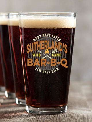 Wild Game Few Have Died BBQ : Pint Glasses - Color Printed