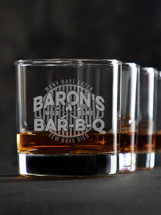 Wild Game Few Have Died BBQ : Rocks Glasses - Engraved