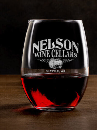 Wine Cellars : Stemless Wine Glasses - Engraved