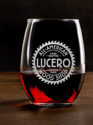 Wood Shop : Stemless Wine Glasses - Engraved