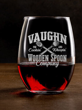 Wooden Spoon Company : Stemless Wine Glasses - Engraved