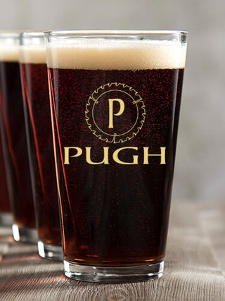 Woodworking Monogram : Pint Glasses - Color Printed