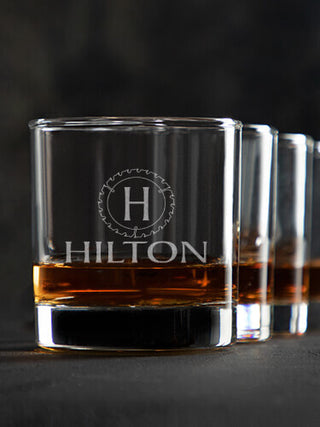 Woodworking Monogram : Rocks Glasses - Engraved