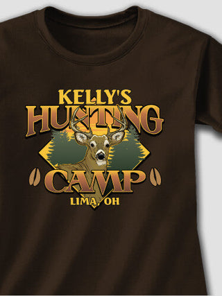 Deer Hunting Camp : Adult Ladies Fitted T-Shirt