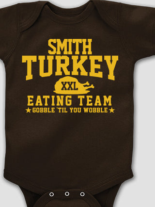 Turkey Eating Team : Printed Baby Bodysuits