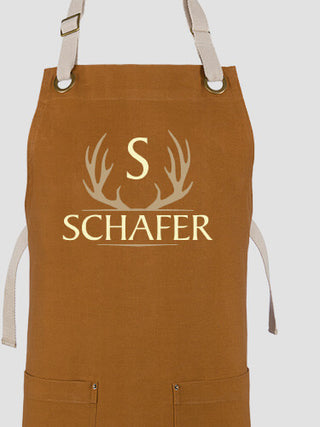 Antler Monogram : Printed Canvas Work Aprons
