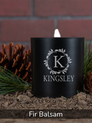 Wreath Monogram : 11oz. Engraved Scented Candles