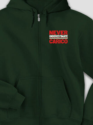 Never Underestimate Italian : Embroidered Zip Hoodies