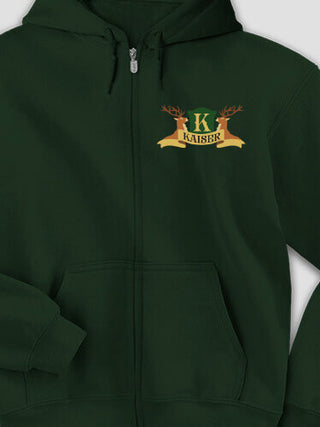 Stag Coat Of Arms : Embroidered Zip Hoodies