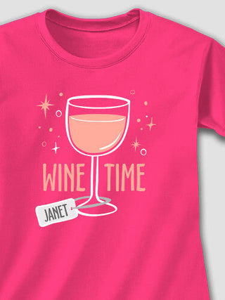 Wine Time : Adult Ladies Fitted T-Shirt