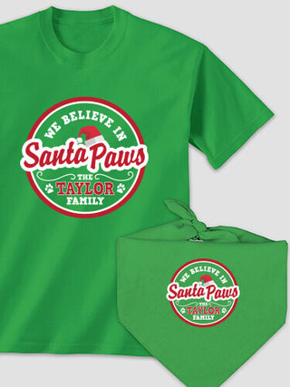 Santa Paws : Adult T-Shirt Dog Bandana Gift Set (Matching)