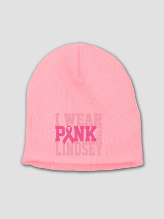 I Wear Pink : Embroidered Beanies