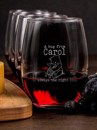 A Hug : Cheese Board Wine Glass Gift Sets - Engraved